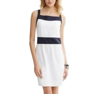 BANANA REPUBLIC Casual Color-block Dress White Navy‎ Blue Casual Business size 6